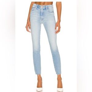 Mother The High Waisted Looker Ankle Fray Au Revoir Skinny Jeans Light Wash